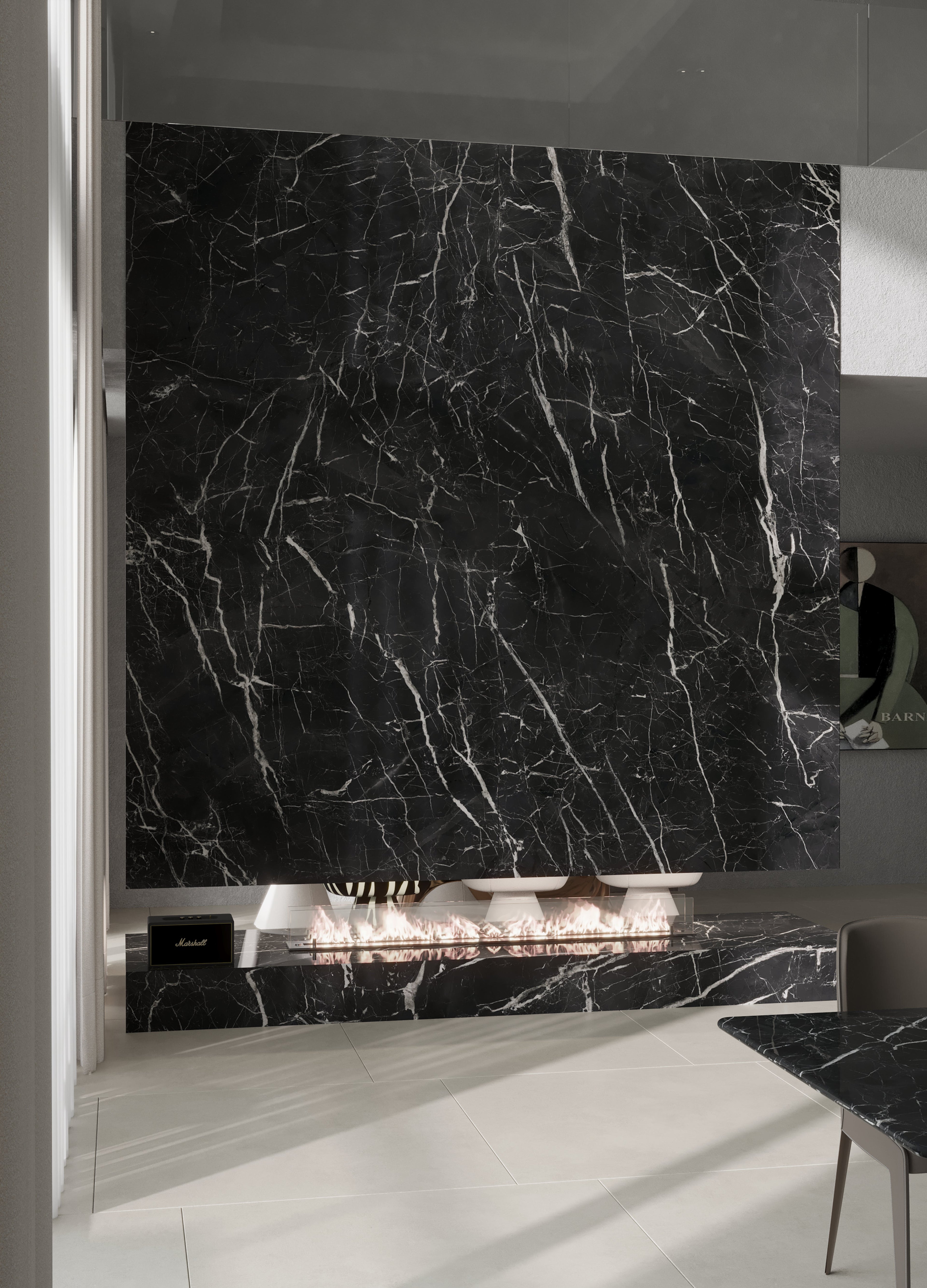 64"x 128" Nero Marquina Porcelain Slab