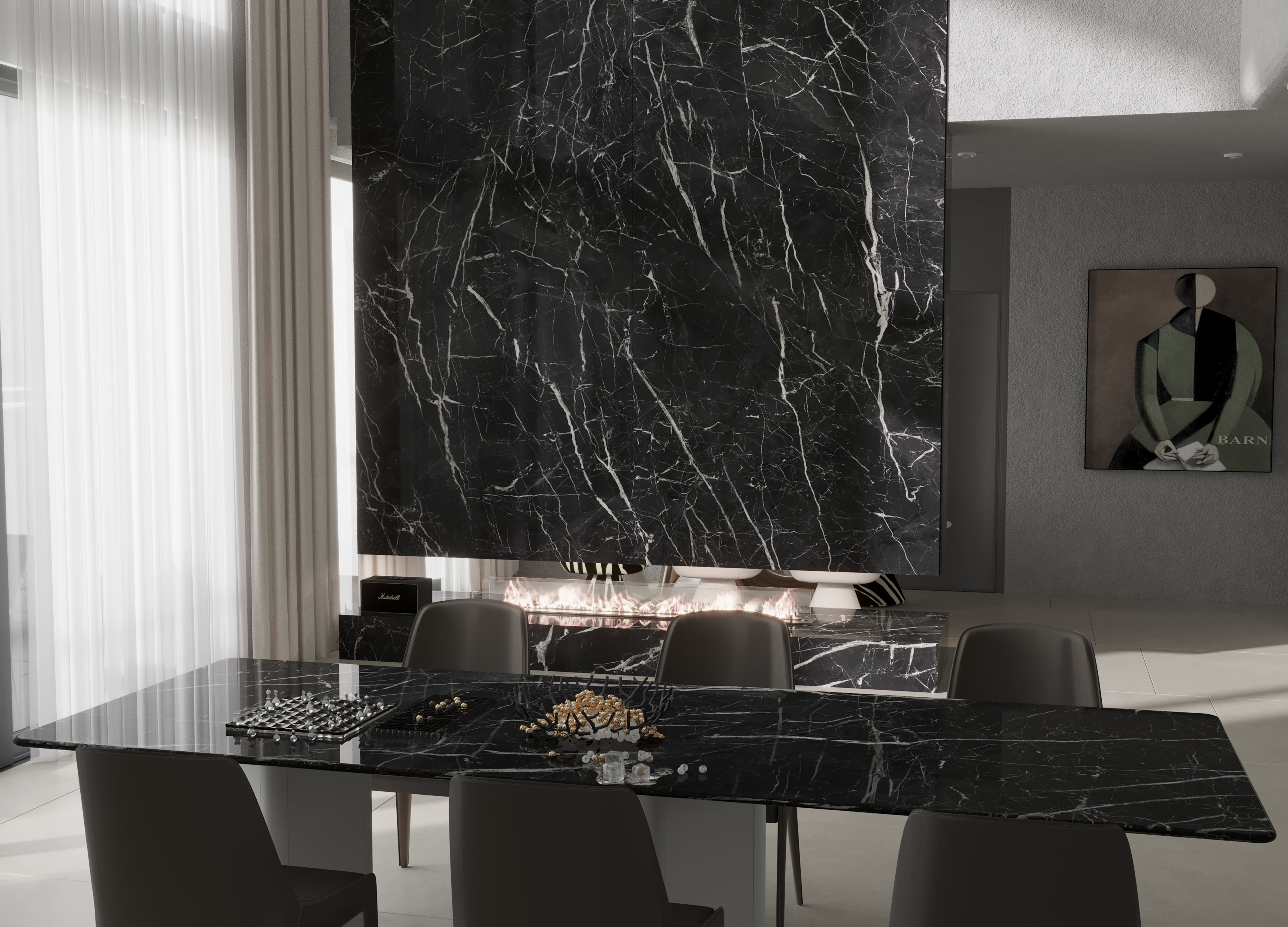 Nero Marquina Porcelain Slab