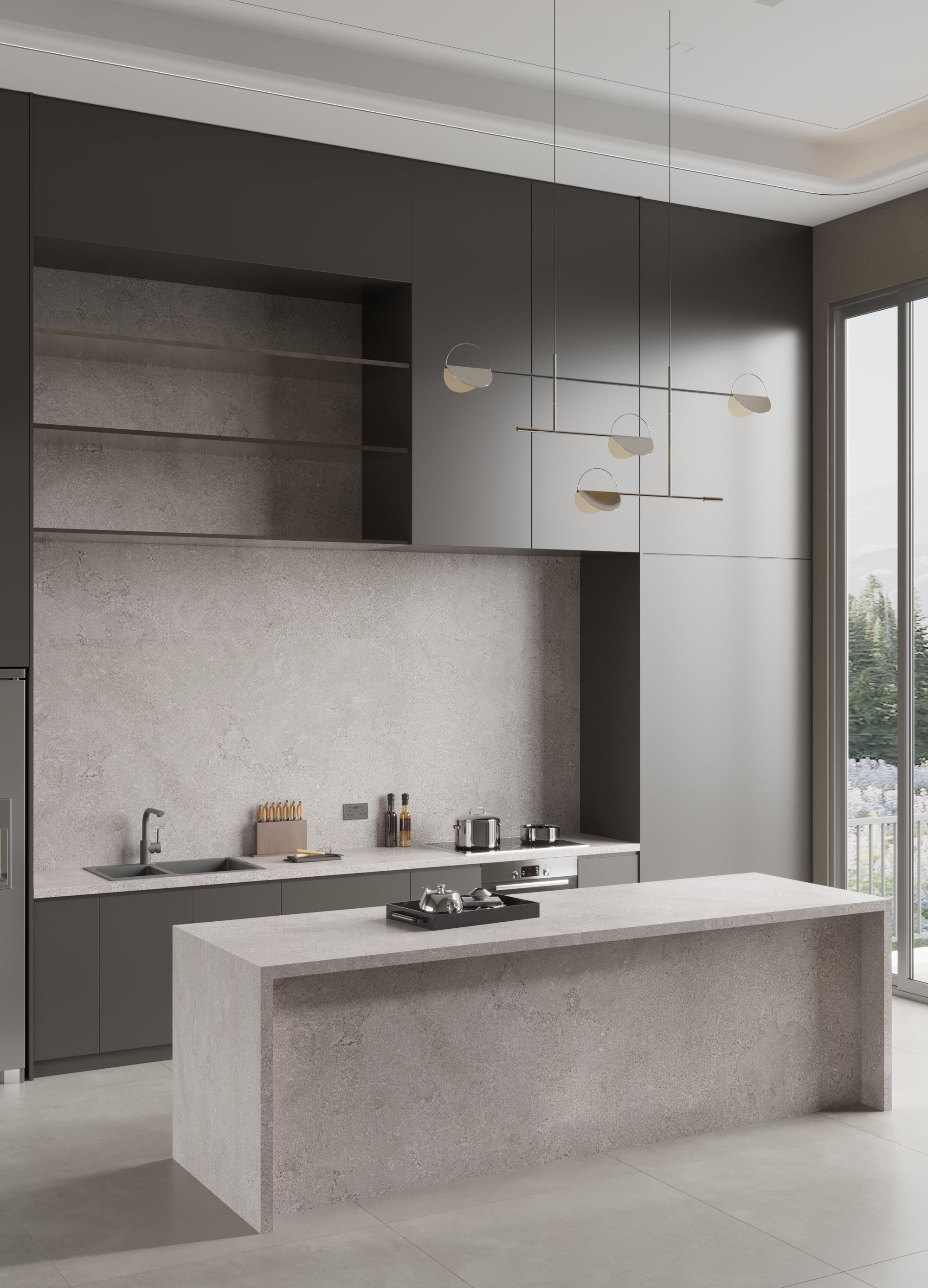 64"x 128" Portland Lead Grey Porcelain Slab