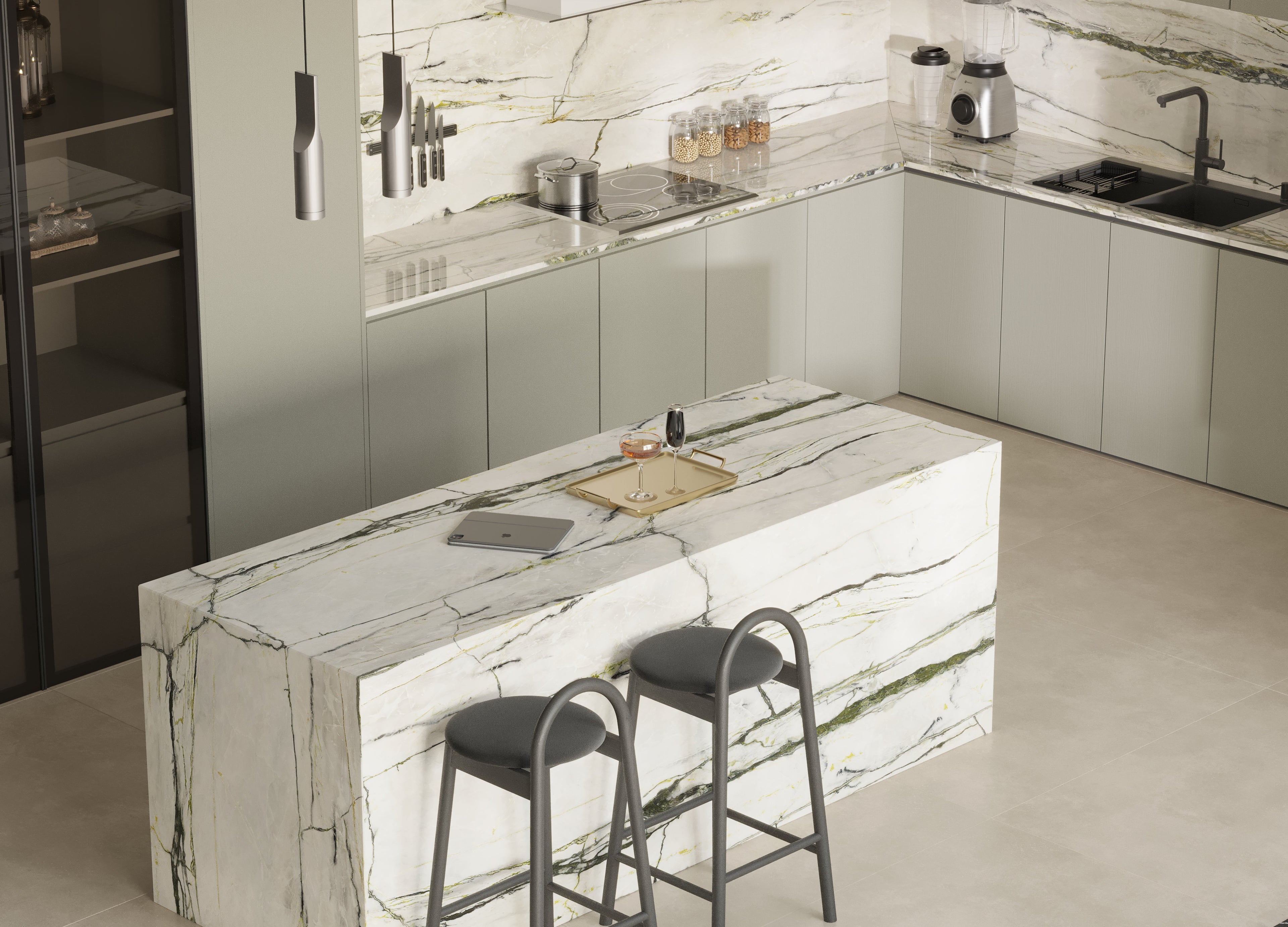 64"x 128" Emerald Green Porcelain Slab