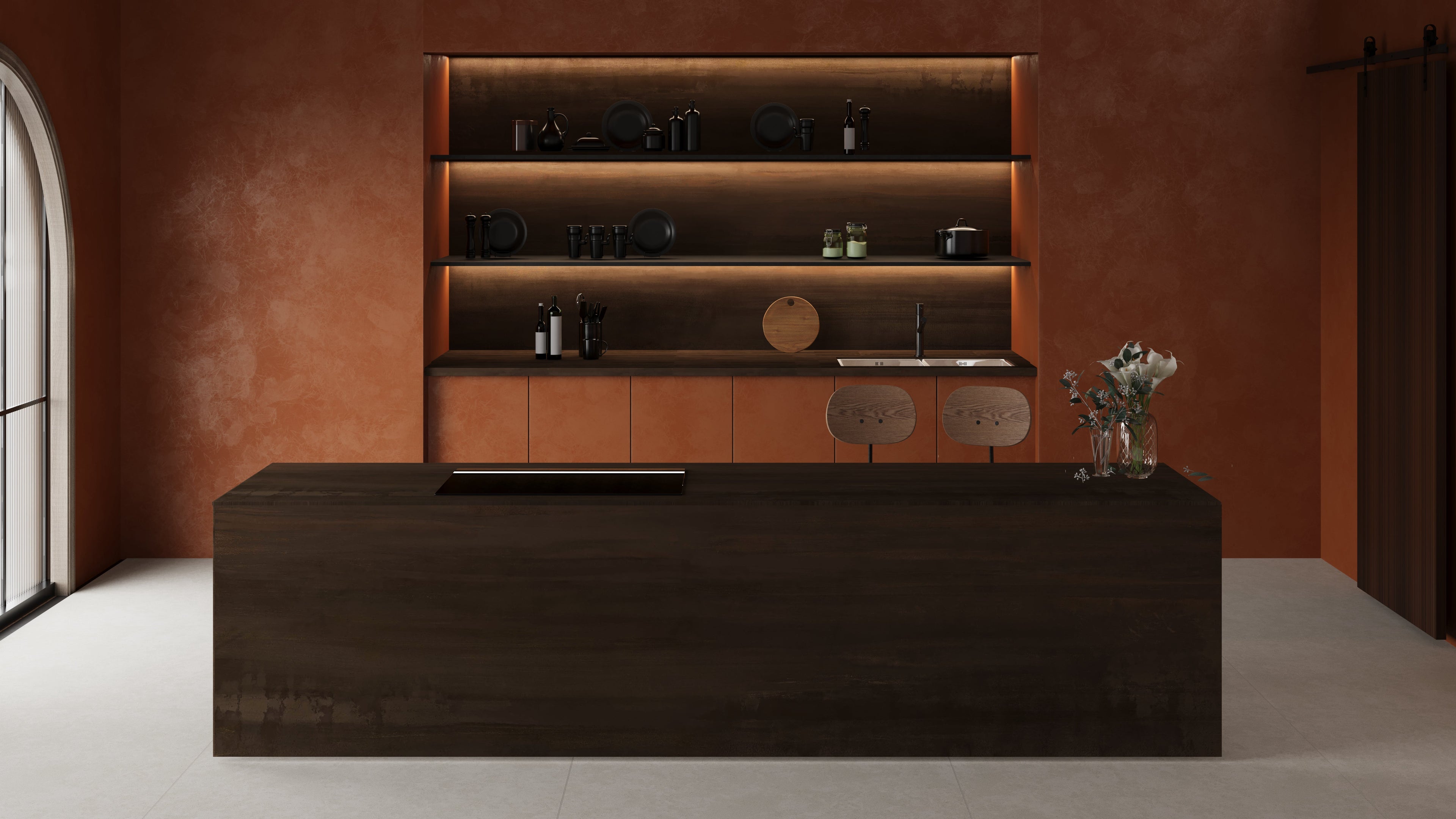 64"x 128" Oxido Brown Porcelain Slab