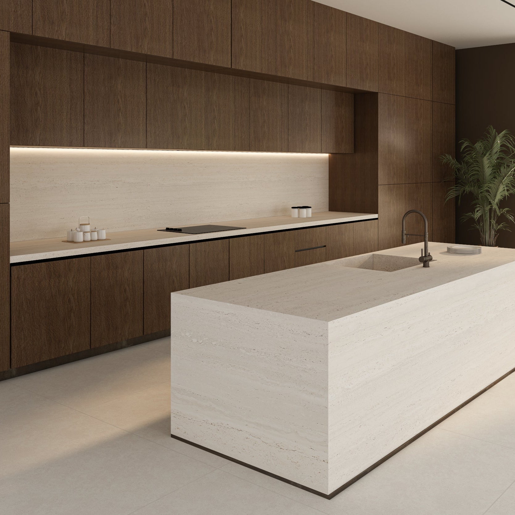64"x 128" Travertine Porcelain Slab