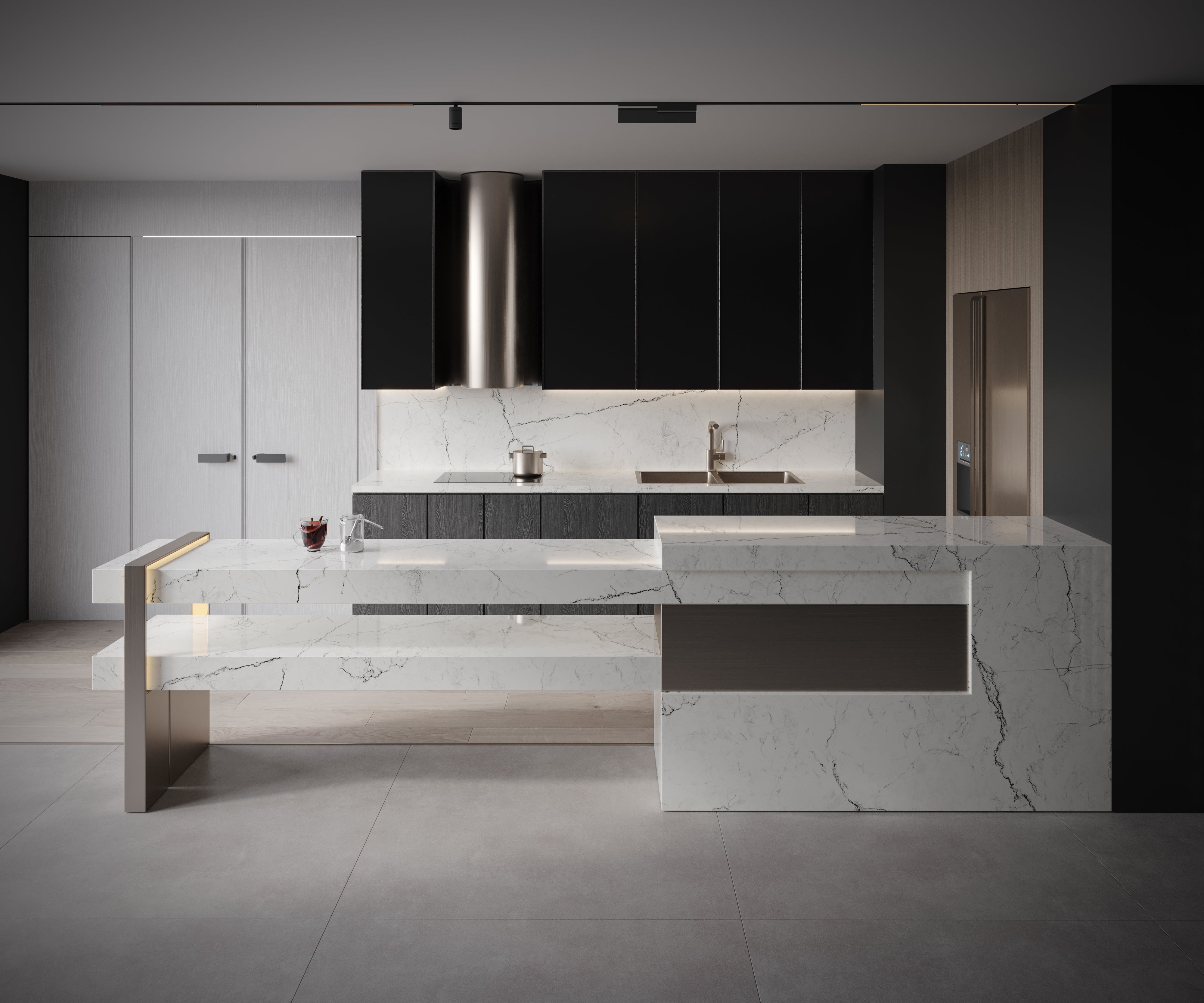 Line White Porcelain Slab