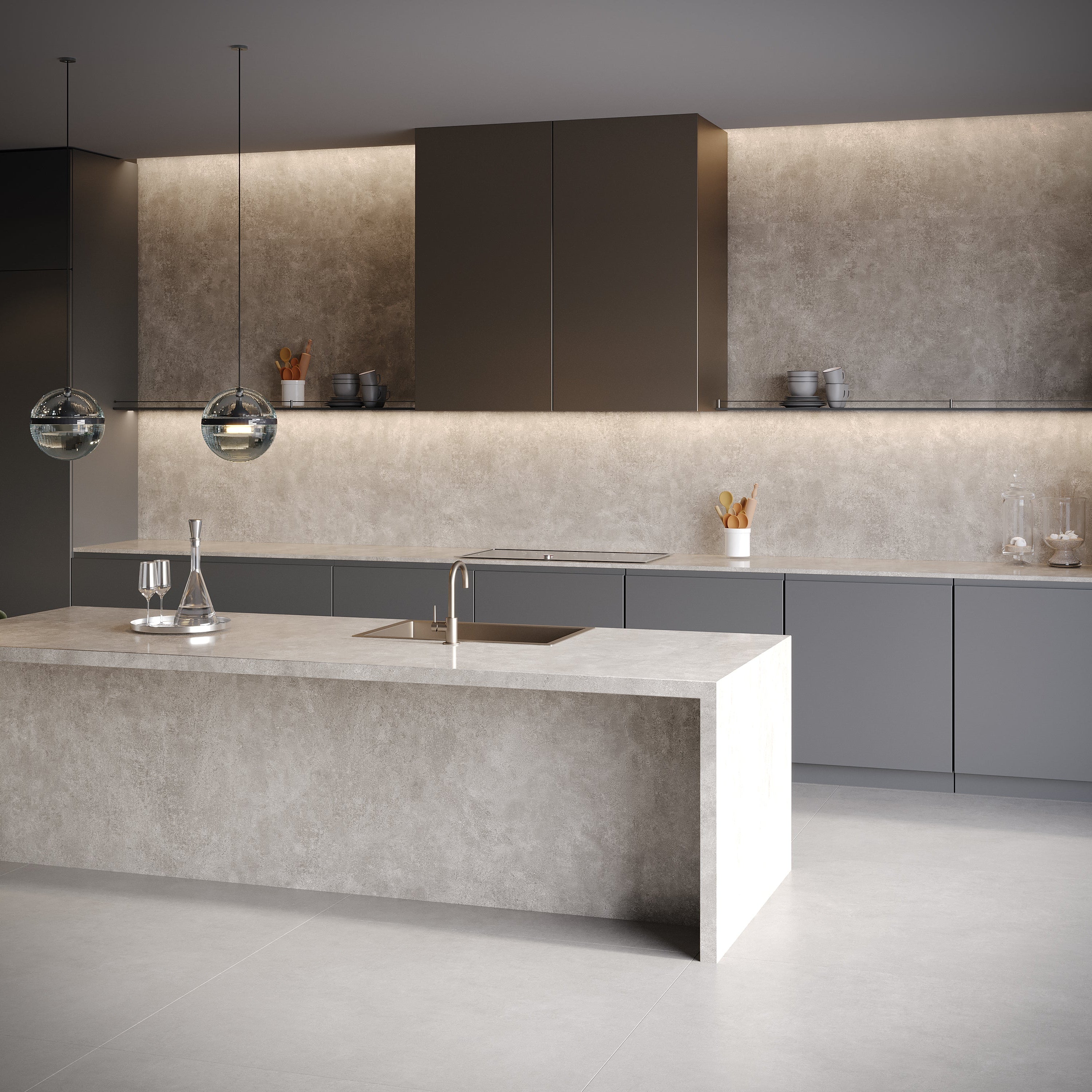 64"x 128" Vista Lead Grey Porcelain Slab