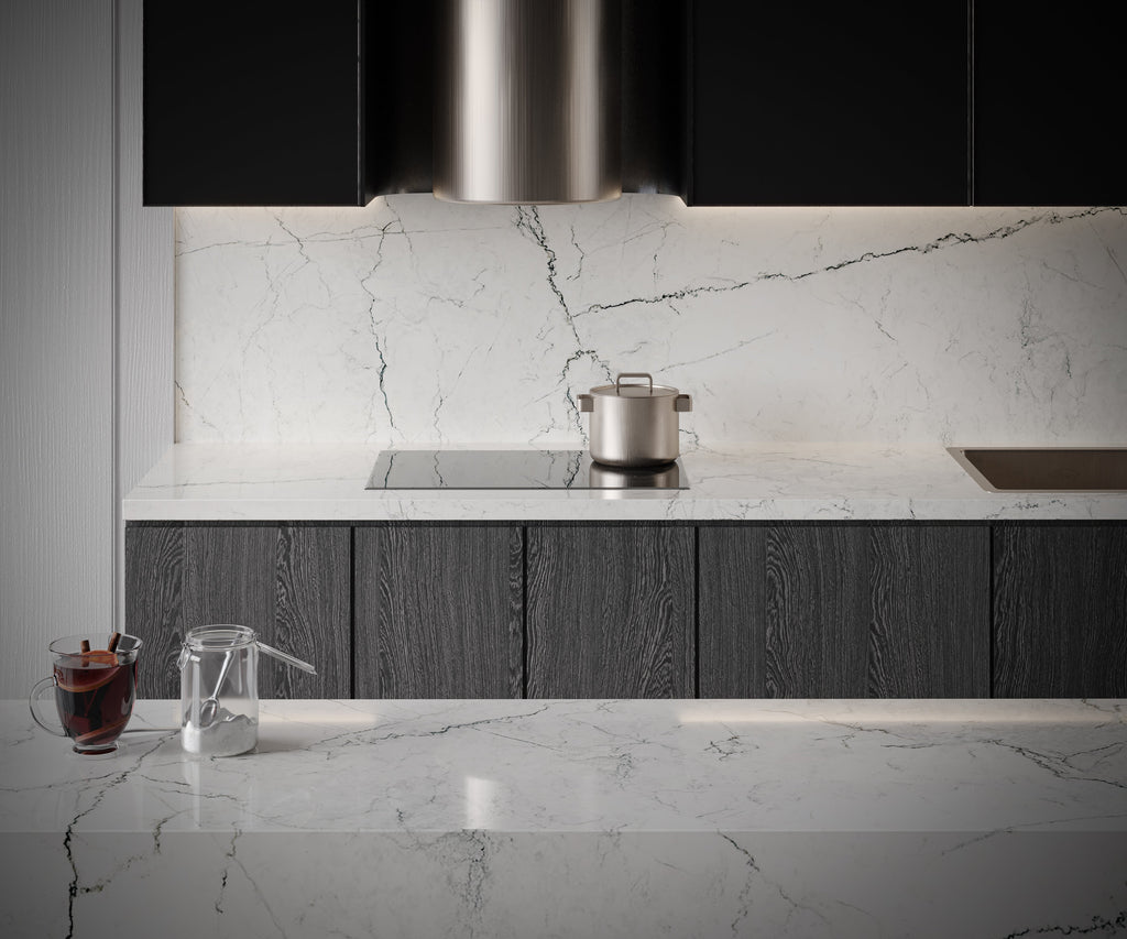 64"x 128" Line White Porcelain Slab