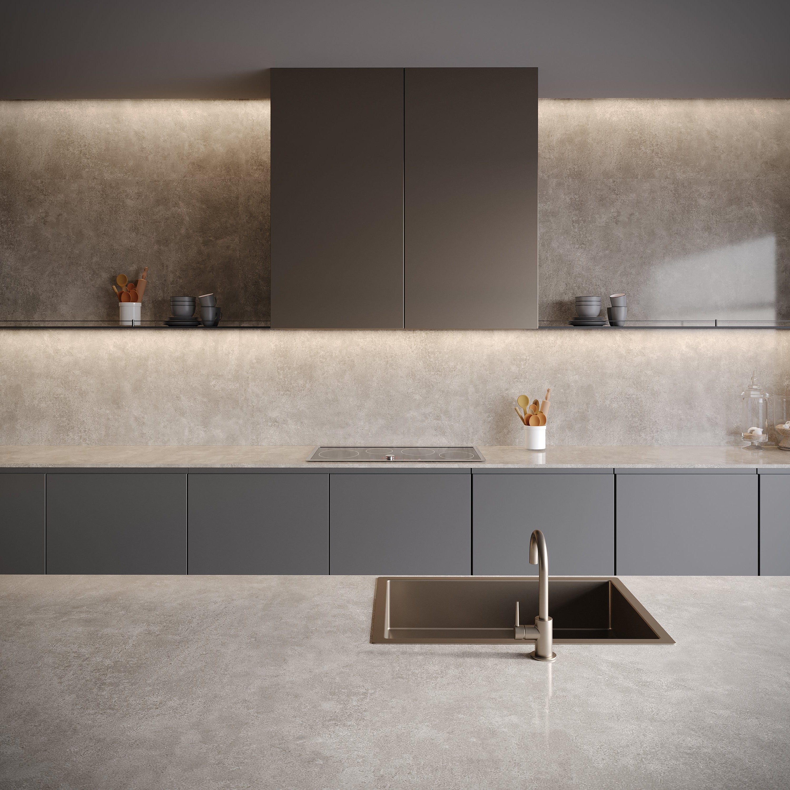 64"x 128" Vista Lead Grey Porcelain Slab
