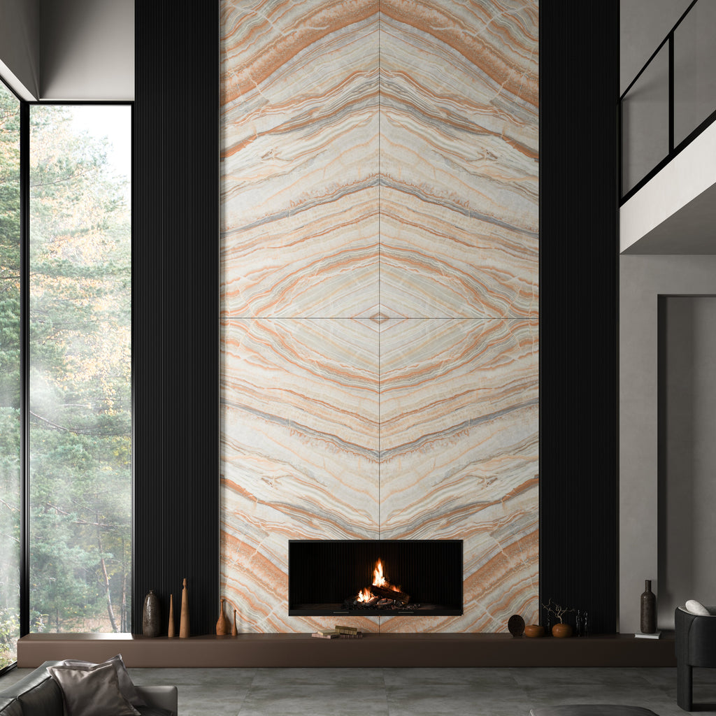 64"x 128" Onice Rainbow Bookmatch Porcelain Slabs